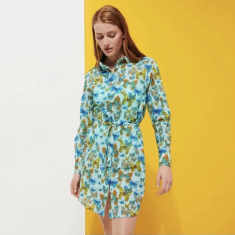 Vilebrequin Women Cotton Shirt Dress Butterflies Size XS